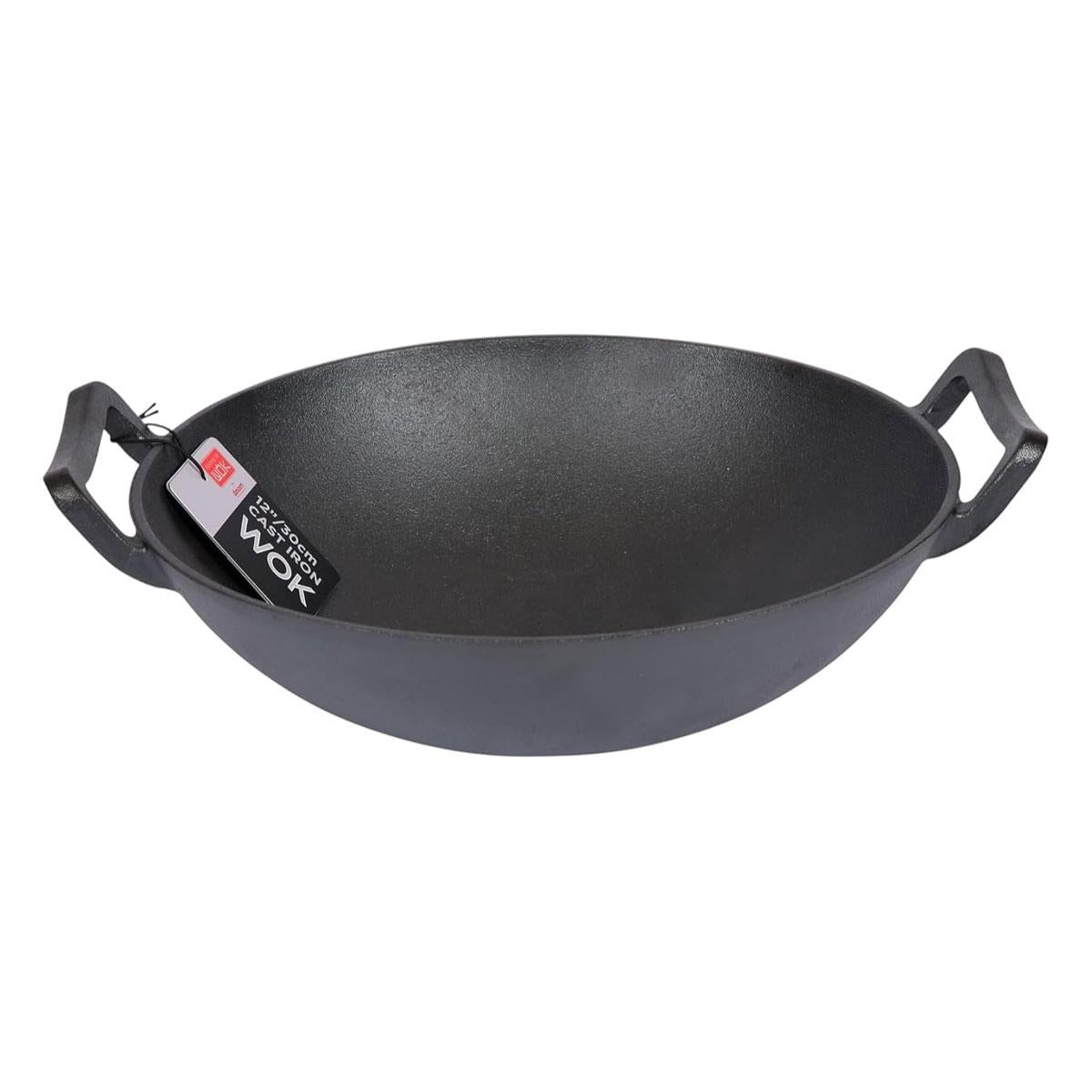 School of Wok 12 Inch/30cm Cast Iron Wok - Black