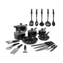 Morphy Richards Equip Cookware Set 20 Piece (4 Pots + 2 Saucepans + 14 Utensils) - Black