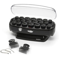 BaByliss Thermo-Ceramic Heated Hair Rollers 20 Rollers 8 Large 6 Medium 6 Small With Clips & Pins - Black