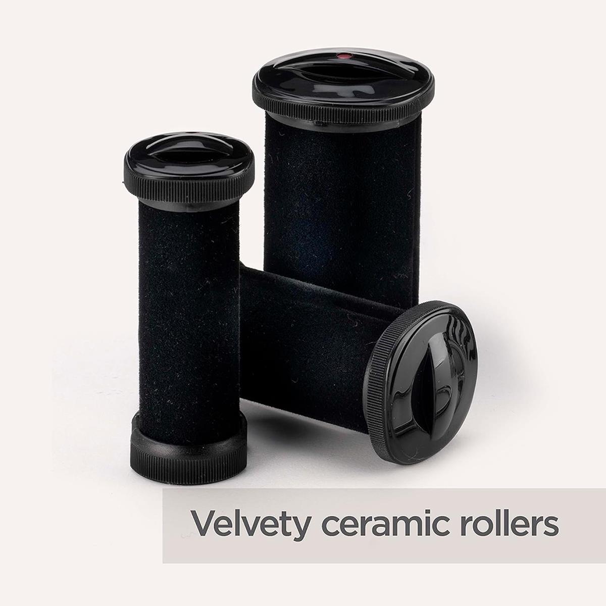 BaByliss Thermo-Ceramic Heated Hair Rollers 20 Rollers 8 Large 6 Medium 6 Small With Clips & Pins - Black