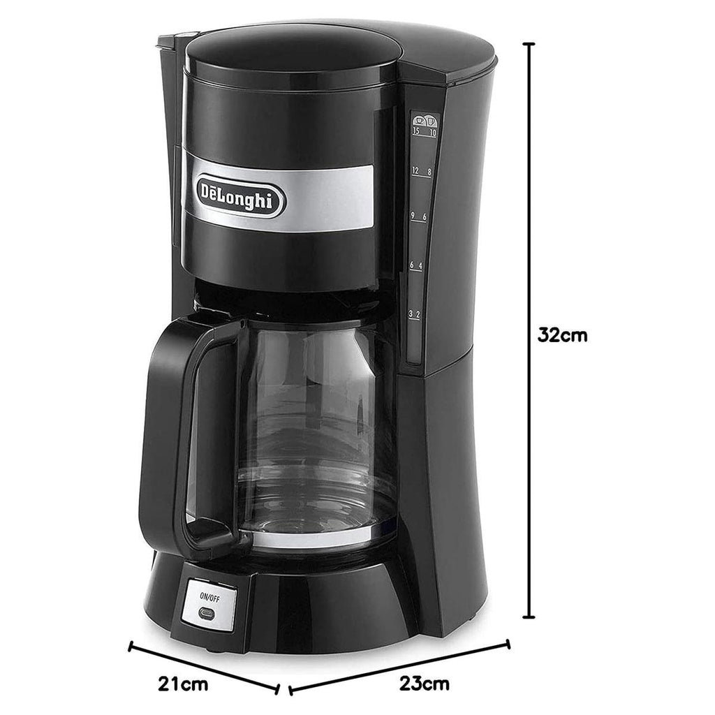 Delonghi Filter Drip Coffee Machine 900W 1.25 Litres 10-15 Cup Capacity - Black