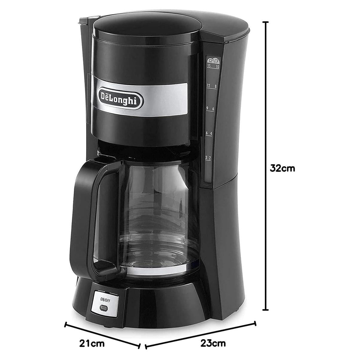 Delonghi Filter Drip Coffee Machine 900W 1.25 Litres 10-15 Cup Capacity - Black