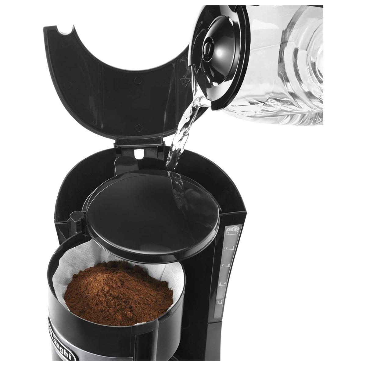 Delonghi Filter Drip Coffee Machine 900W 1.25 Litres 10-15 Cup Capacity - Black