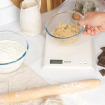 Salter Arc Digital Kitchen Scale 3kg Capacity LCD Display Slim Design Compact Storage - White