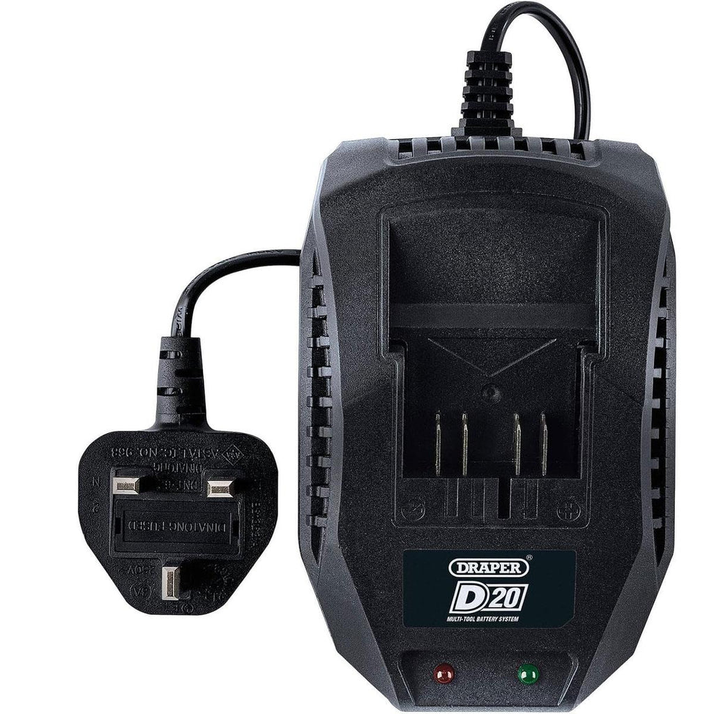 Draper D20 20V Li-ion Battery Charger 2.4A - Black
