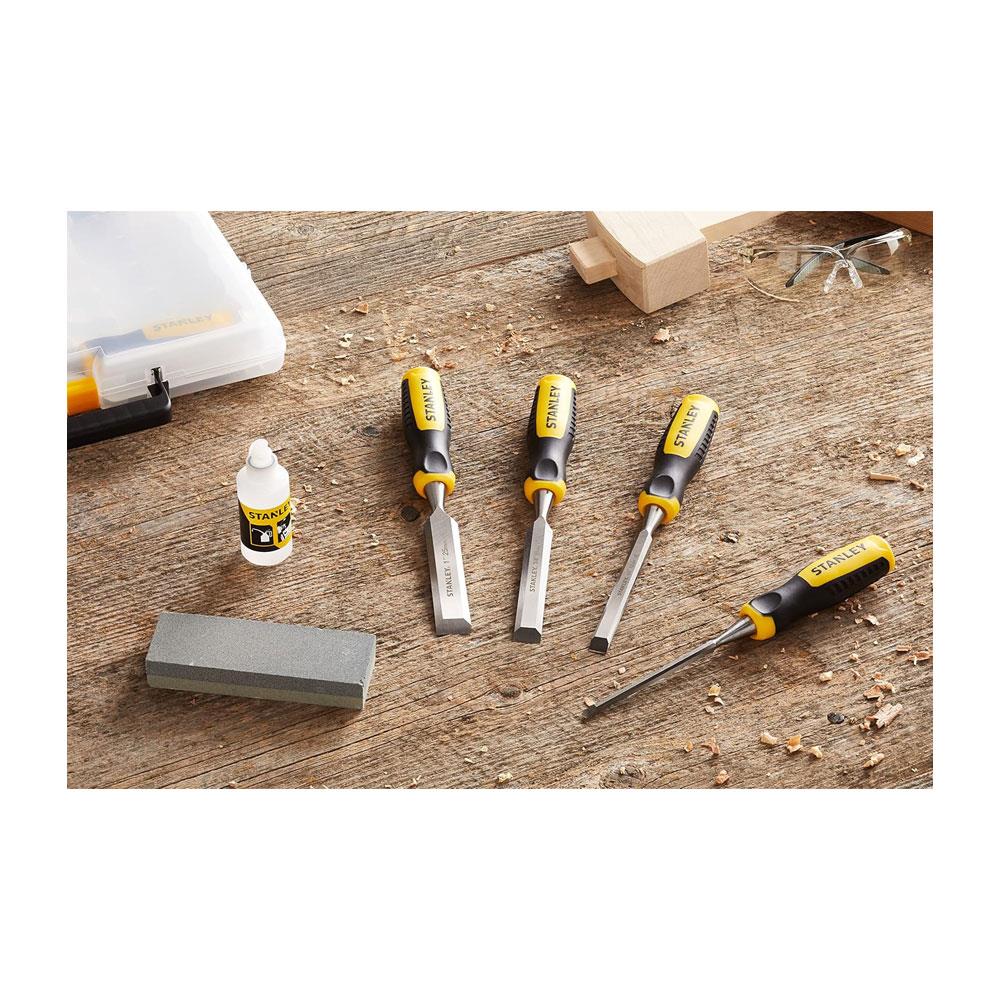 Stanley Dynagrip Chisels And Strike Cap Set With Accessories - 5 Piece