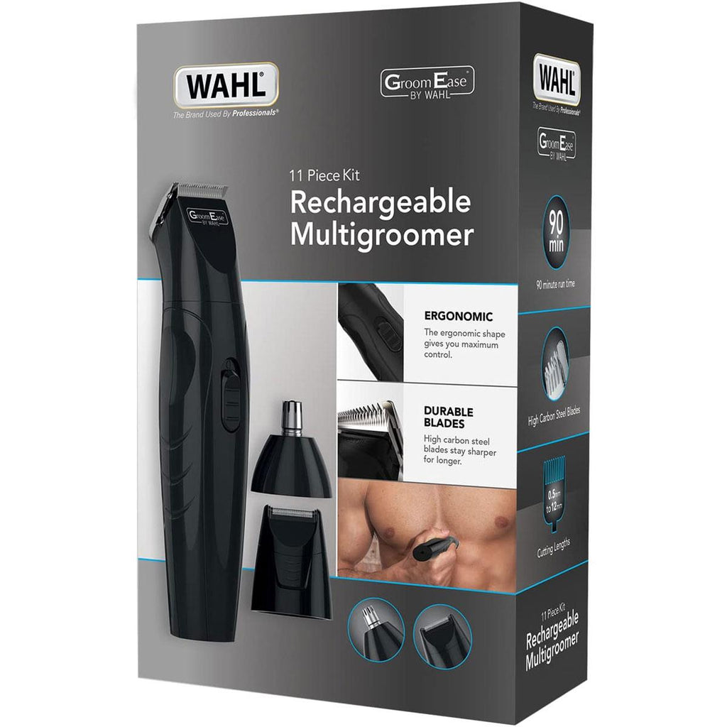 Wahl GroomEase Rechargeable Multigroomer 11 Piece Kit - Black