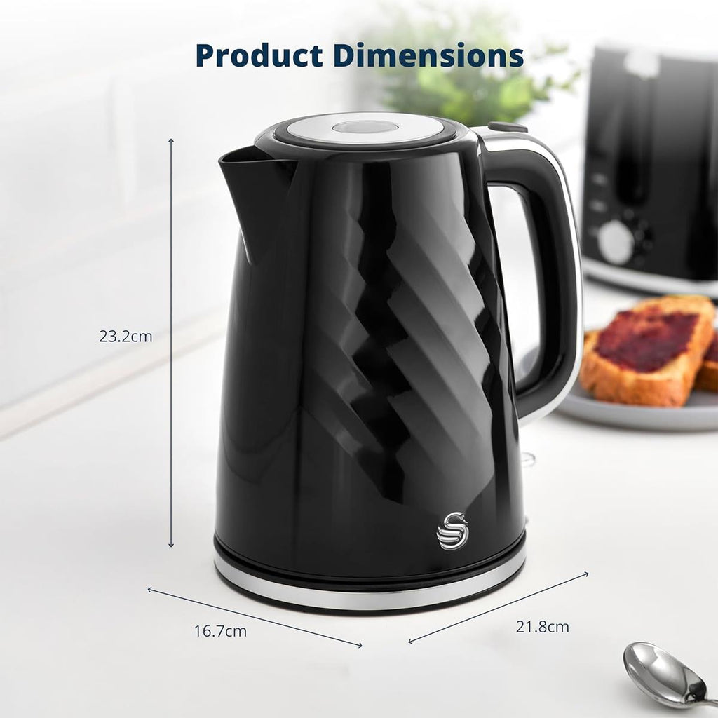 Swan Windsor Rapid Boil Electric Jug Kettle 3000W 1.7 Litres - Black