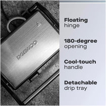 Daewoo Cool Touch Mini Panini Press Sandwich Toasters Stainless Steel 750W - Black & Silver