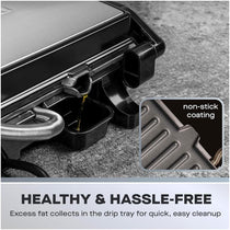 Daewoo Cool Touch Mini Panini Press Sandwich Toasters Stainless Steel 750W - Black & Silver