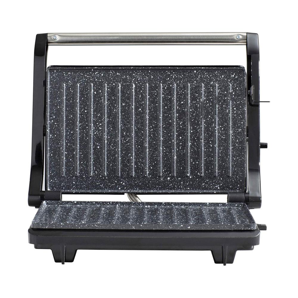 Daewoo Cool Touch Mini Panini Press Sandwich Toasters Stainless Steel 750W - Black & Silver