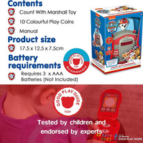 Paw Patrol Count With Marshall Toy 10 Fun Play Coins Kids Interactive Fun Toys - Multicolour