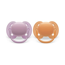 Philips Avent Ultra Soft Baby Soother 6-18 Months 2 Pack - Purple/Orange