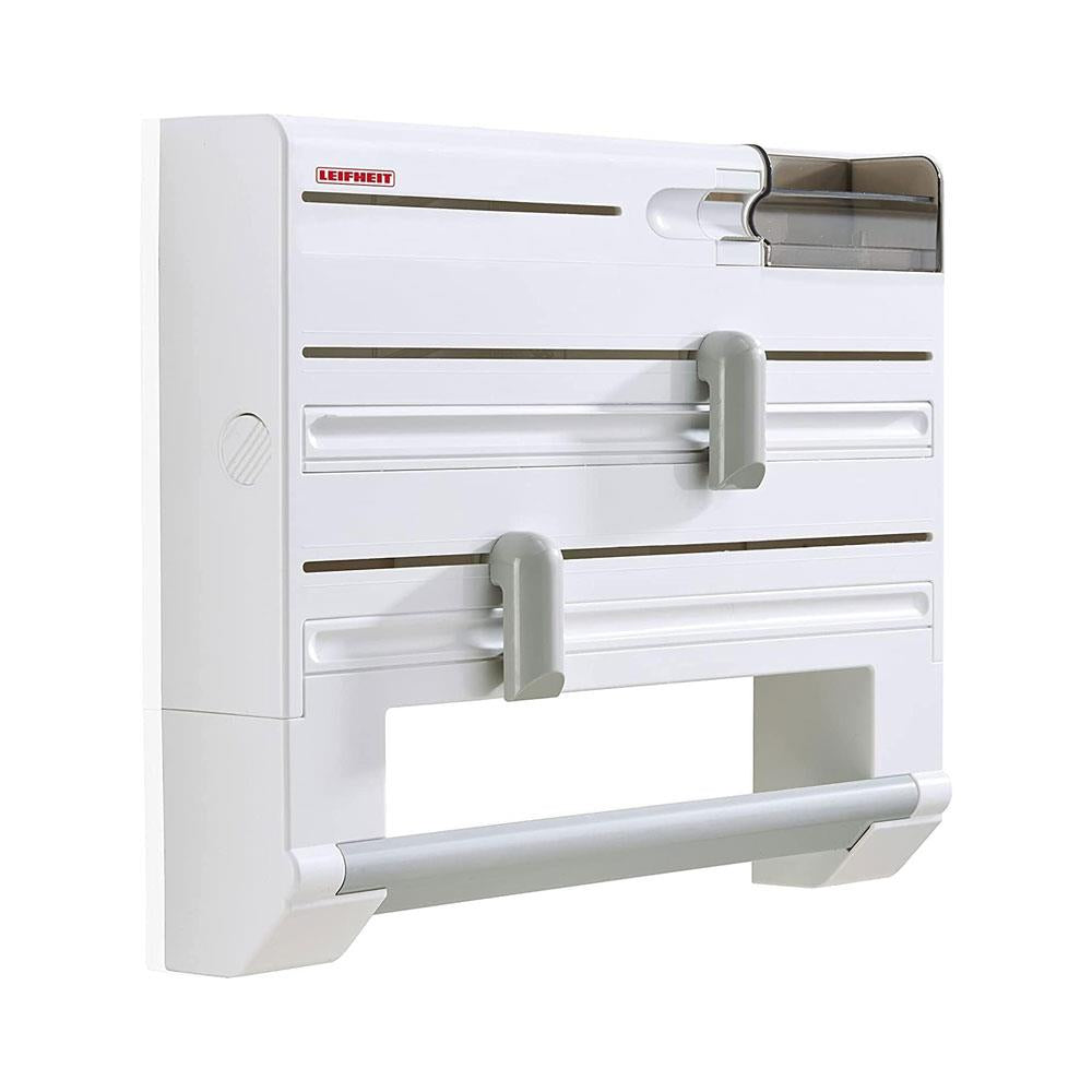 Leifheit Parat Plus Kitchen Roll Holder Wall Mounted For Film Foil & Paper With Cutters - White