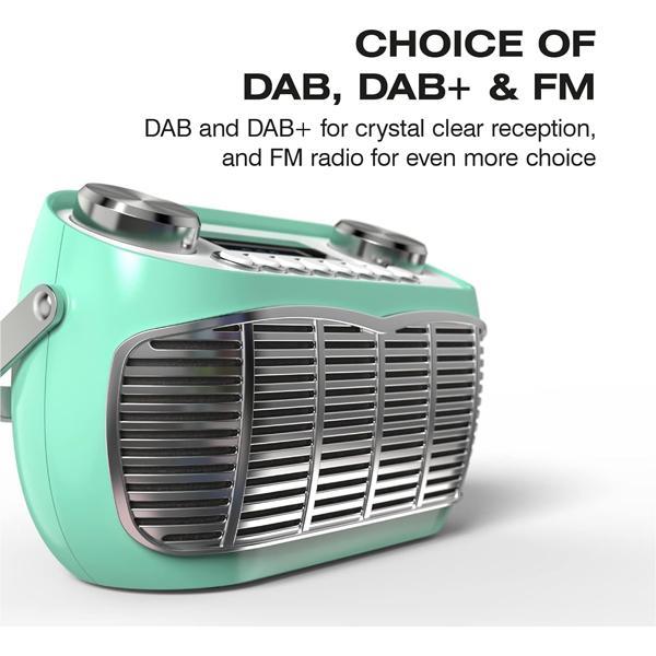 Audible Fidelity Detroit DAB/DAB Plus Retro Radio With Alarm Clock LCD Display - Green