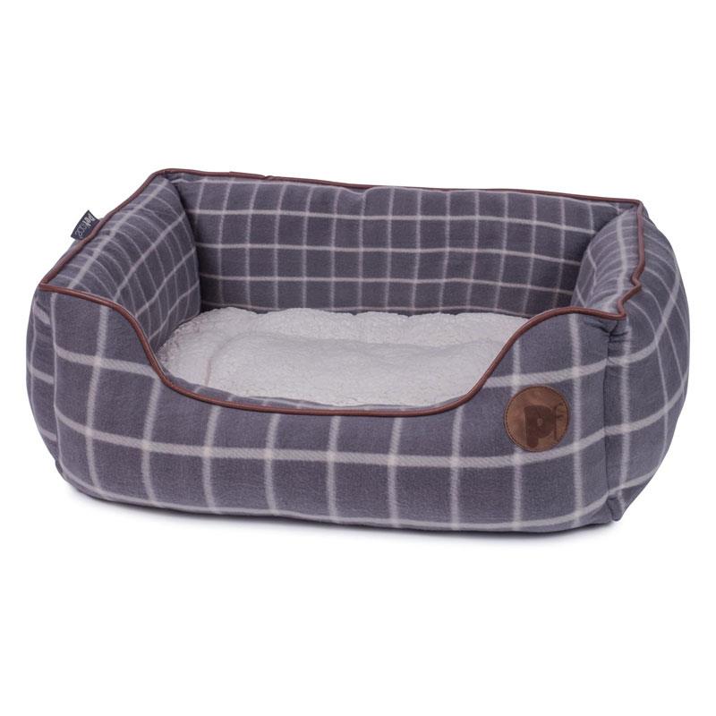 Petface Window Pane Check Square Dog Bed Medium Grey
