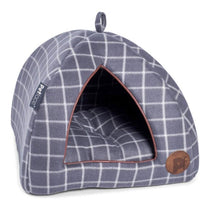 Petface Window Pane Check Soft And Cosy Igloo Cat Bed Grey