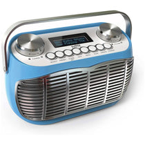 Audible Fidelity Detroit DAB/DAB Plus Retro Radio Alarm Clock Blue LCD Display FM Digital Radio