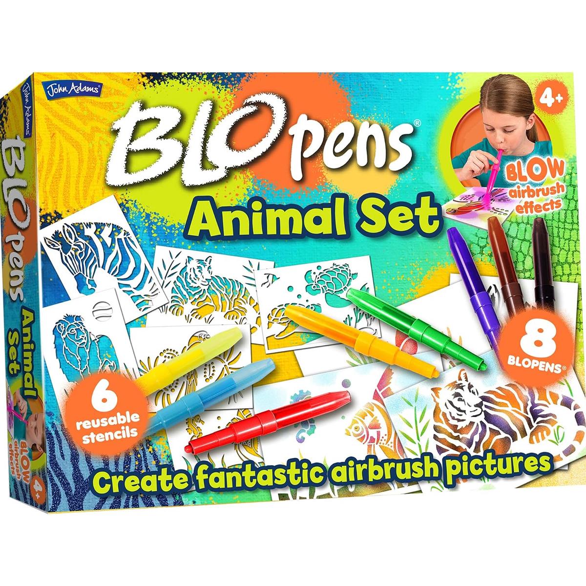 John Adams Blopens Animals Activity Set Create Fantastic Airbrush Pictures - Multicolour