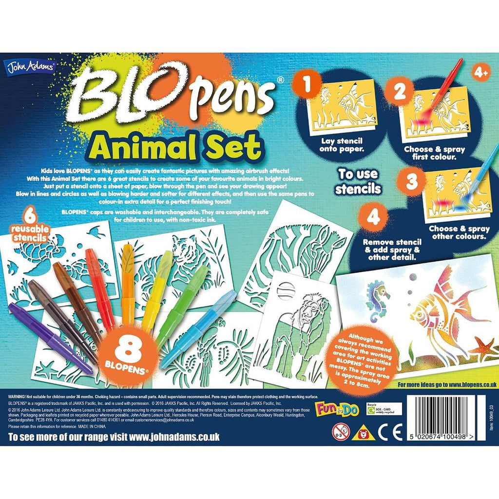 John Adams Blopens Animals Activity Set Create Fantastic Airbrush Pictures - Multicolour