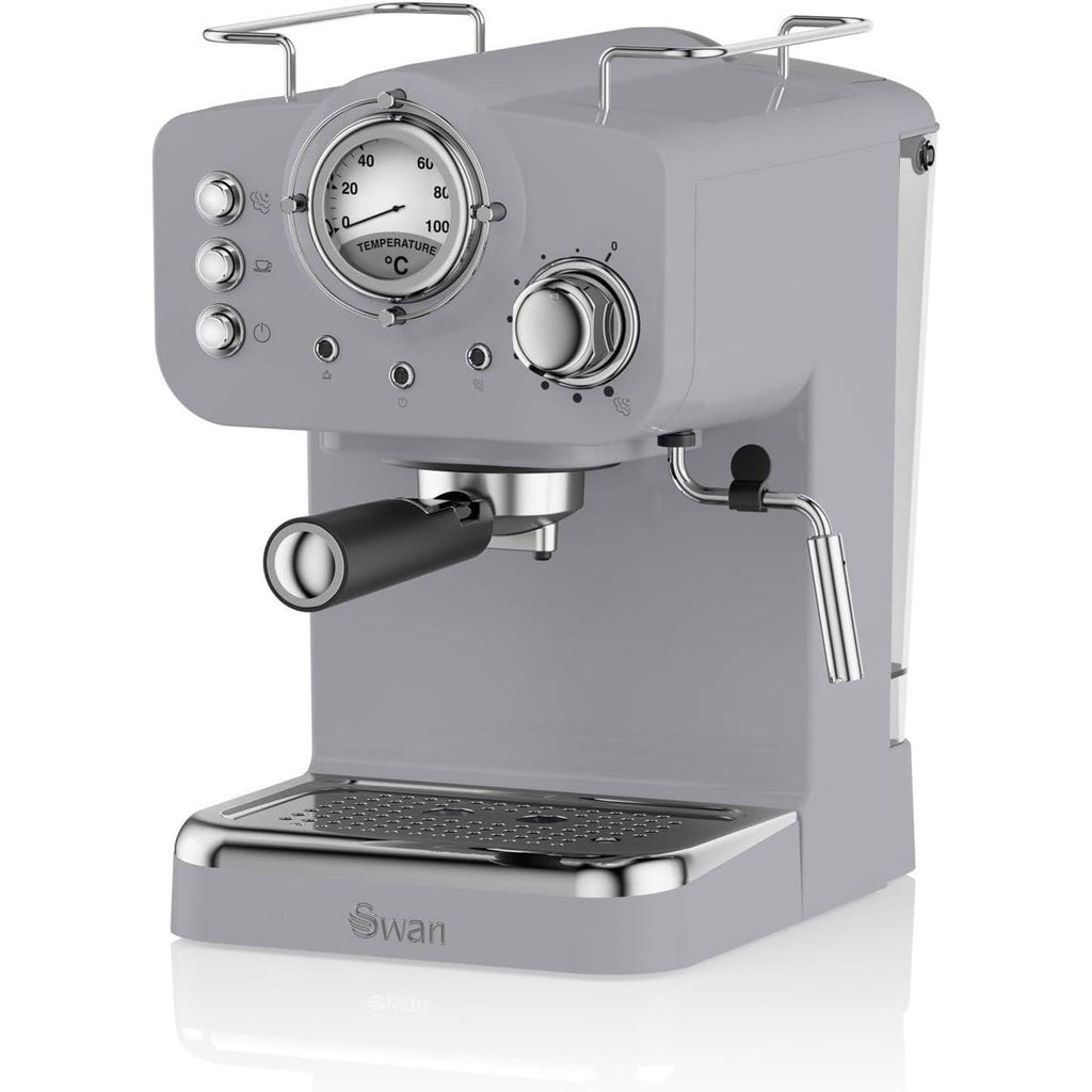 Swan Retro Pump Espresso Coffee Machine 1100 W 1.2 Litre - Grey