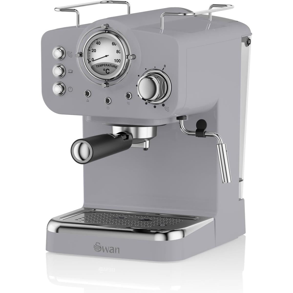 Swan Retro Pump Espresso Coffee Machine 1100 W 1.2 Litre - Grey