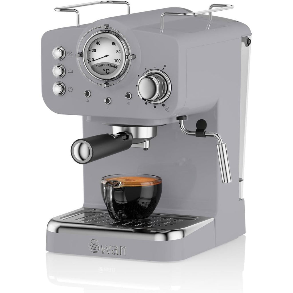 Swan Retro Pump Espresso Coffee Machine 1100 W 1.2 Litre - Grey