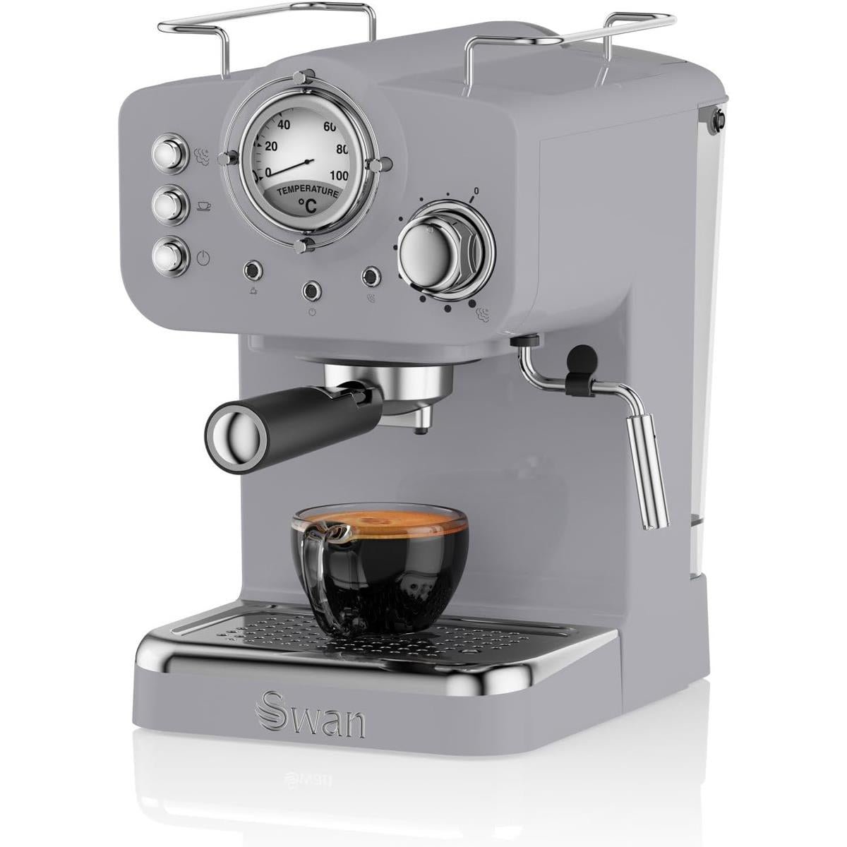 Swan Retro Pump Espresso Coffee Machine 1100 W 1.2 Litre - Grey