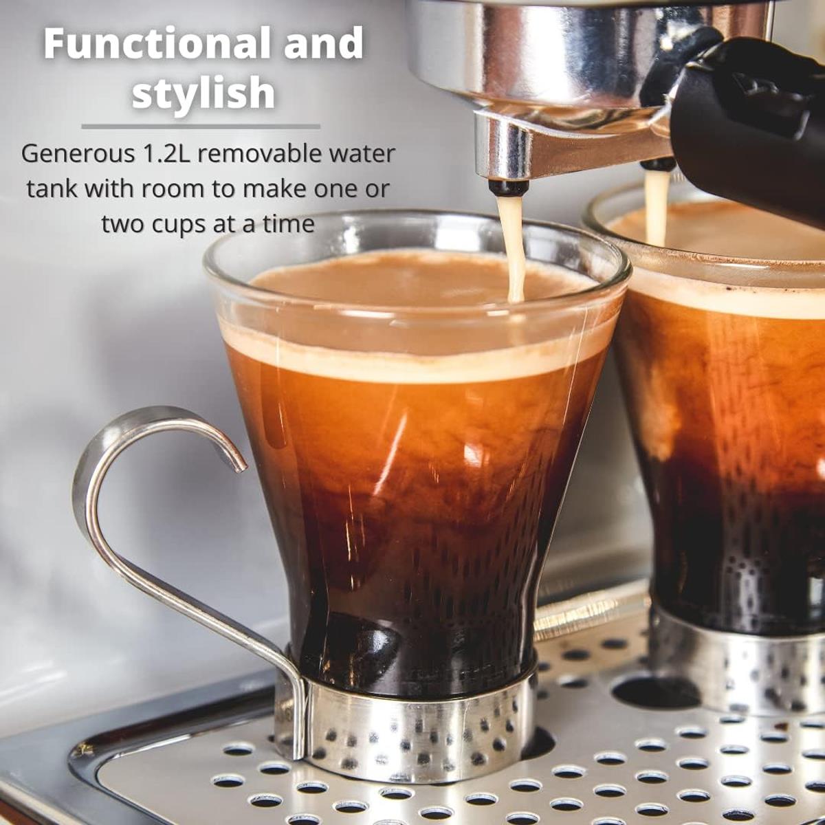 Swan Retro Pump Espresso Coffee Machine 1100 W 1.2 Litre - Grey