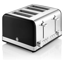 Swan Retro 4 Slice Toaster With Defrost Cancel And Reheat Functions 1600 W - Black