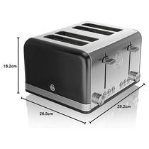 Swan Retro 4 Slice Toaster With Defrost Cancel And Reheat Functions 1600 W - Black