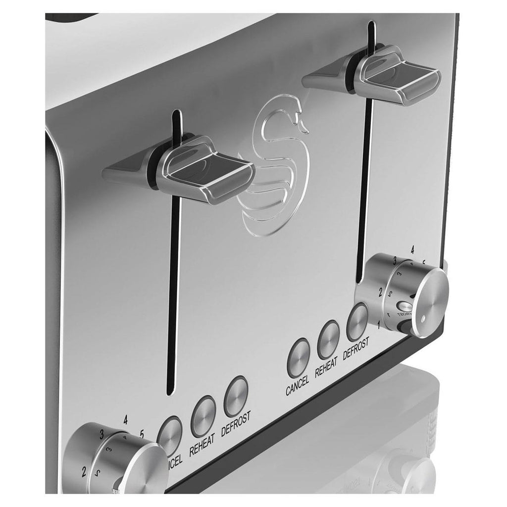 Swan Retro 4 Slice Toaster With Defrost Cancel And Reheat Functions 1600 W - Black