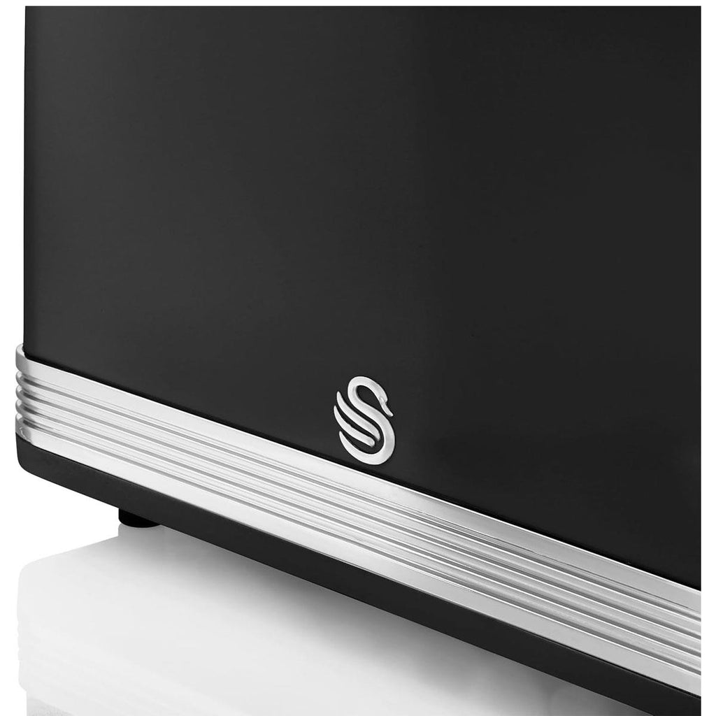 Swan Retro 4 Slice Toaster With Defrost Cancel And Reheat Functions 1600 W - Black