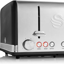 Swan Retro 4 Slice Toaster With Defrost Cancel And Reheat Functions 1600 W - Black
