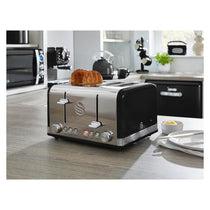 Swan Retro 4 Slice Toaster With Defrost Cancel And Reheat Functions 1600 W - Black