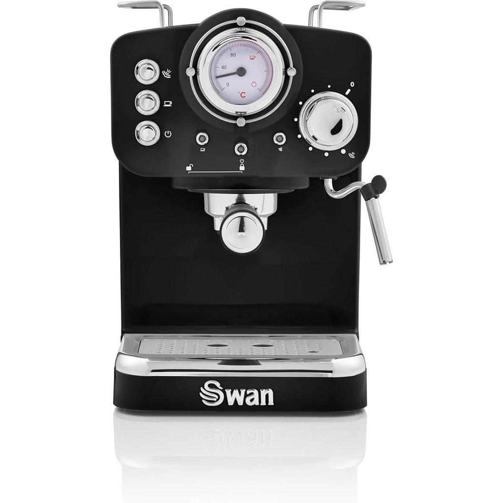Swan Retro Pump Espresso Coffee Machine 1100 W 1.2 Litre - Black