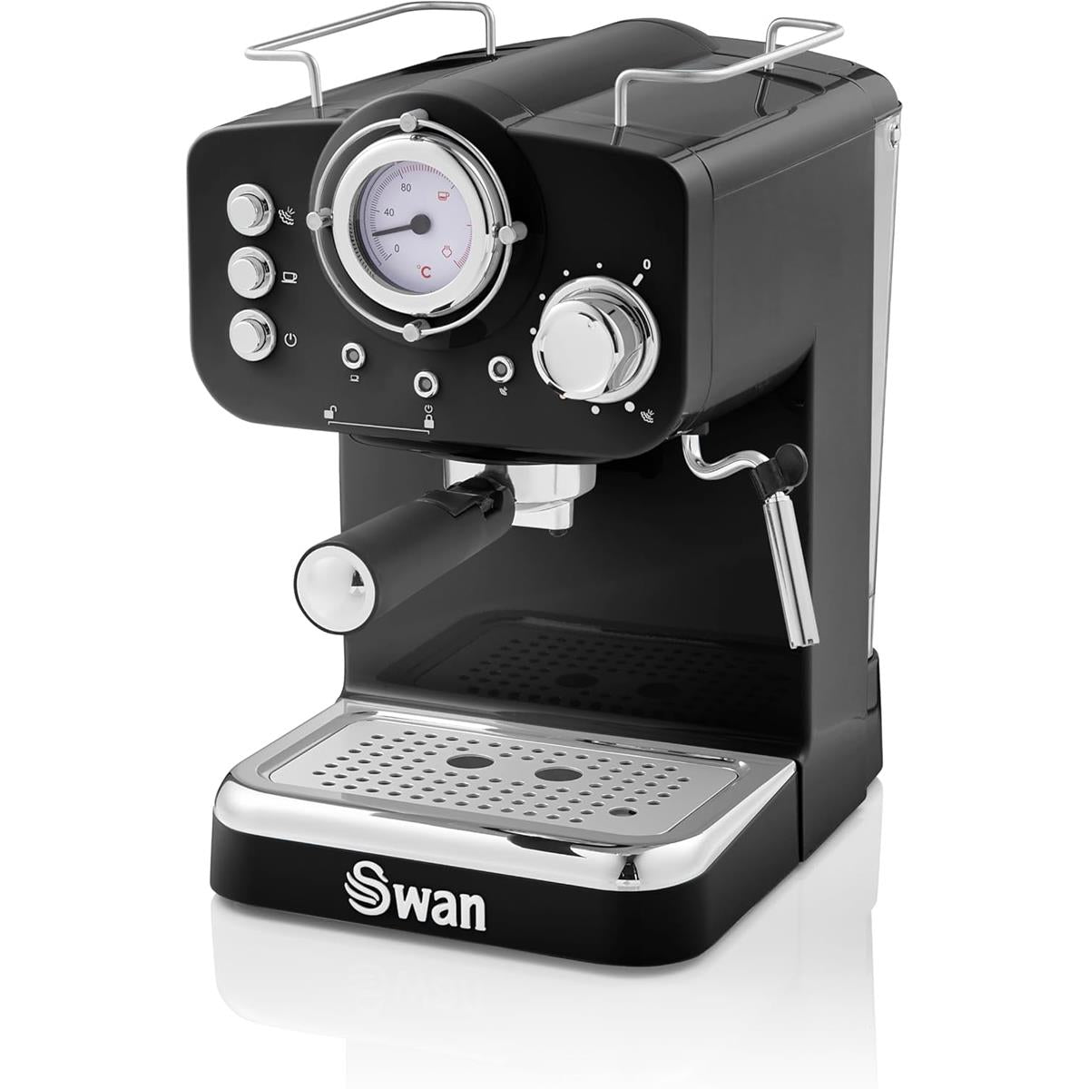 Swan Retro Pump Espresso Coffee Machine 1100 W 1.2 Litre - Black
