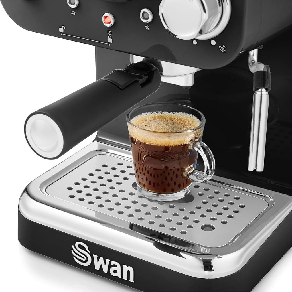 Swan Retro Pump Espresso Coffee Machine 1100 W 1.2 Litre - Black