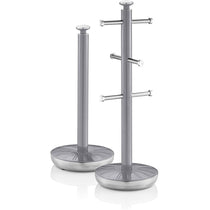 Swan Retro Towel Pole And Mug Tree Set Chrome Stainless Steel - Grey