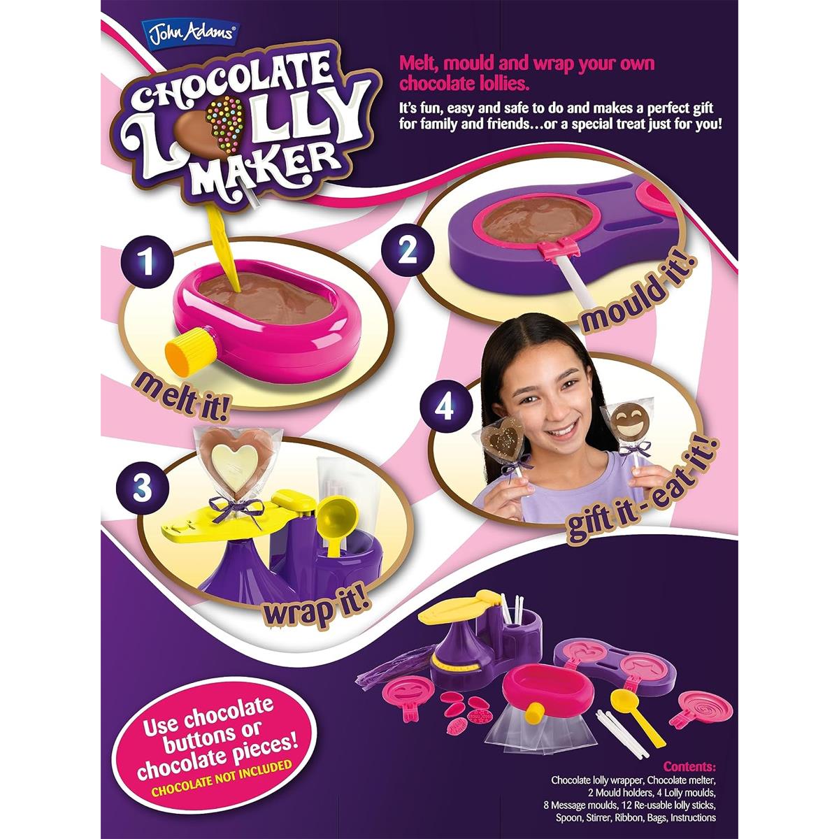 John Adams Chocolate Lolly Maker Melt Mould And Wrap Your Own Chocolate Lollies ! Chocolate Not Included - Multicolour