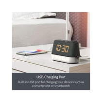i-box MiniGlow Alarm Clock Radio With Night Light USB Charging Port LED Display - Black/Blue