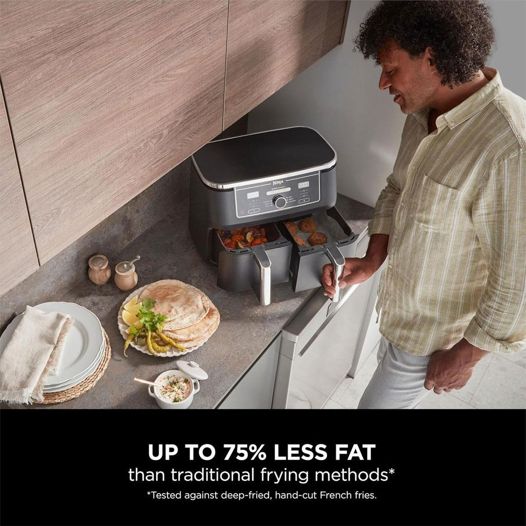 Ninja Foodi MAX Dual Zone Air Fryer Max Crisp Roast Bake Reheat And Dehydrate 2470W 9.5 Litres - Black