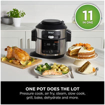 Ninja Foodi 11-In-1 Smart Lid Multi Cooker & Air Fryer With 11 Cooking Functions Stainless Steel 1460W 6 Litres - Black/Silver