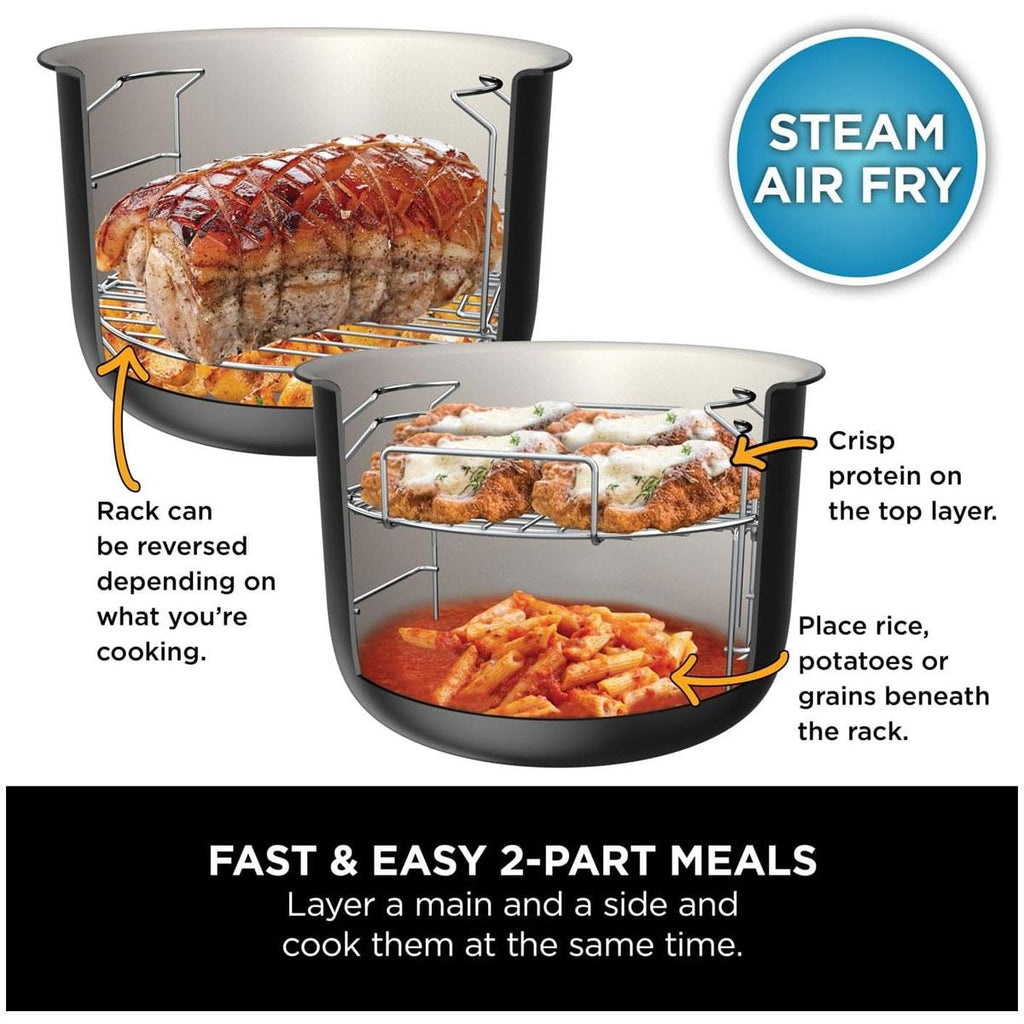 Ninja Foodi 11-In-1 Smart Lid Multi Cooker & Air Fryer With 11 Cooking Functions Stainless Steel 1460W 6 Litres - Black/Silver