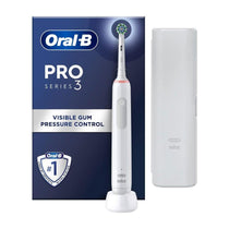 Oral-B Pro Series 3 Electric Toothbrushes 1 Cross Action Toothbrush Head With Travel Case 3 Modes With Whitening - White