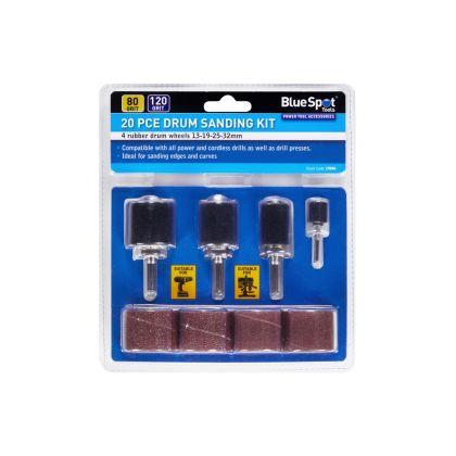 Blue Spot Tools Drum Sanding Kit 4 Rubber Drum Wheels 13-19-25-32mm - 20 Piece