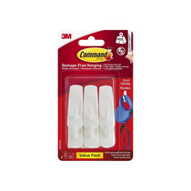 3M Command Utility Hooks Small 6 Hooks And 12 Small Strips 450g Holding Power Value Pack White