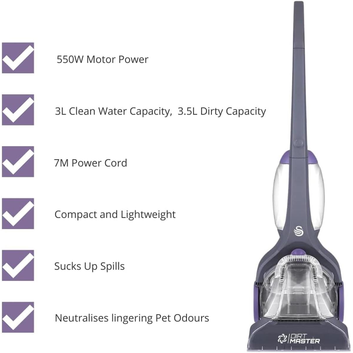 Swan Dirt Master Carpet Cleaner 550 W 3 Litre - Black