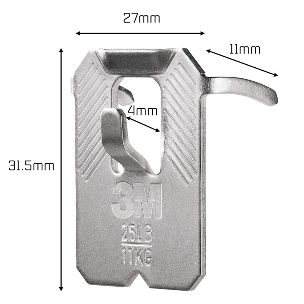 3M CLAW Drywall Plasterboard Picture Hanger Wall Hooks Heavy Duty Alloy Steel Mirror Frame Hanging Solution Silver 11kg Capacity 2 Pack