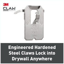 3M CLAW Drywall Plasterboard Picture Hanger Wall Hooks Heavy Duty Alloy Steel Mirror Frame Hanging Solution Silver 11kg Capacity 2 Pack